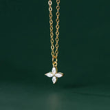 925 Silver Zircon Plant Chain Choker Necklace Classic Jewelry