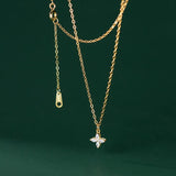 925 Silver Zircon Plant Chain Choker Necklace Classic Jewelry