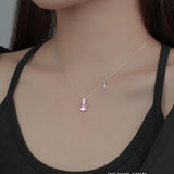 925 Silver Zircon Rabbit Carrot Choker Necklace Women Fine Jewelry