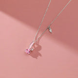 925 Silver Zircon Rabbit Carrot Choker Necklace Women Fine Jewelry