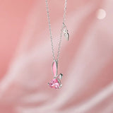 925 Silver Zircon Rabbit Carrot Choker Necklace Women Fine Jewelry