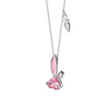 925 Silver Zircon Rabbit Carrot Choker Necklace Women Fine Jewelry
