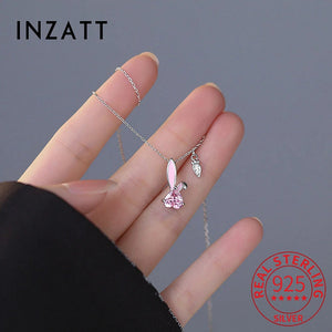925 Silver Zircon Rabbit Carrot Choker Necklace Women Fine Jewelry
