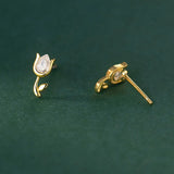 925 Silver Zircon Rose Flower Stud Earrings