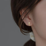 925 Silver Zircon Rose Flower Stud Earrings