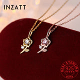 925 Silver Zircon Rose Choker Necklace Women Jewelry