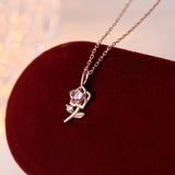 925 Silver Zircon Rose Choker Necklace Women Jewelry