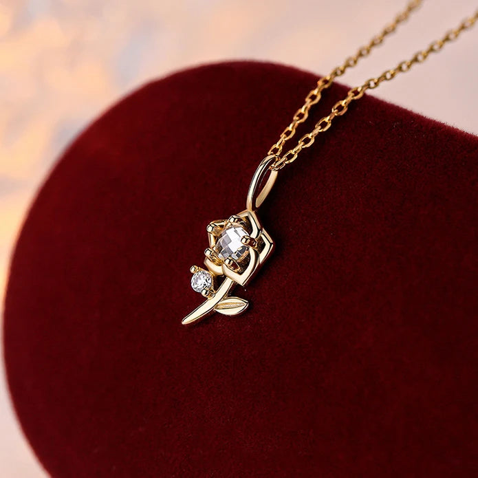 925 Silver Zircon Rose Choker Necklace Women Jewelry