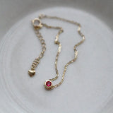 925 Silver Zircon Round Charm Bracelet 14K Plated for Women
