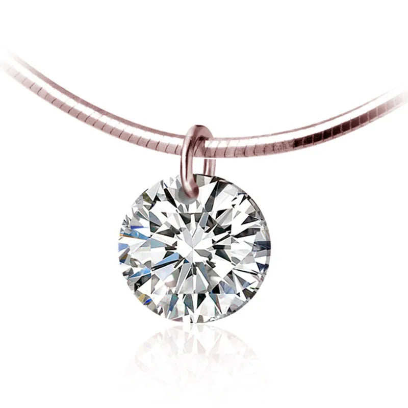 925 Silver Zircon Round Choker Necklace Women Birthday Party Jewelry