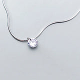 925 Silver Zircon Round Choker Necklace Women Birthday Party Jewelry