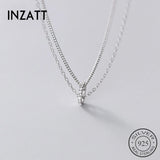 925 Sterling Silver Zircon Double Chain Choker Necklace for Women