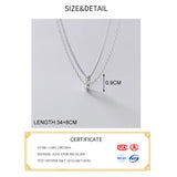 925 Sterling Silver Zircon Double Chain Choker Necklace for Women
