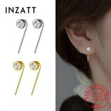 925 Silver Zircon Round Drop Earrings Women Fine Jewelry