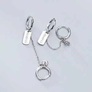 925 Silver Zircon Hoop Earrings Women Party Jewelry Gift