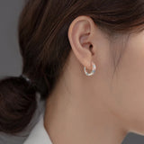 925 Silver Zircon Round Hoop Earrings Women Minimalist Fine Jewelry