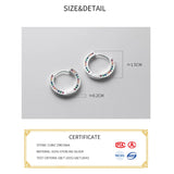 925 Silver Zircon Round Hoop Earrings Women Minimalist Fine Jewelry