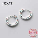925 Silver Zircon Round Hoop Earrings Women Minimalist Fine Jewelry