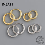 925 Silver Zircon Hoop Earrings Punk Jewelry