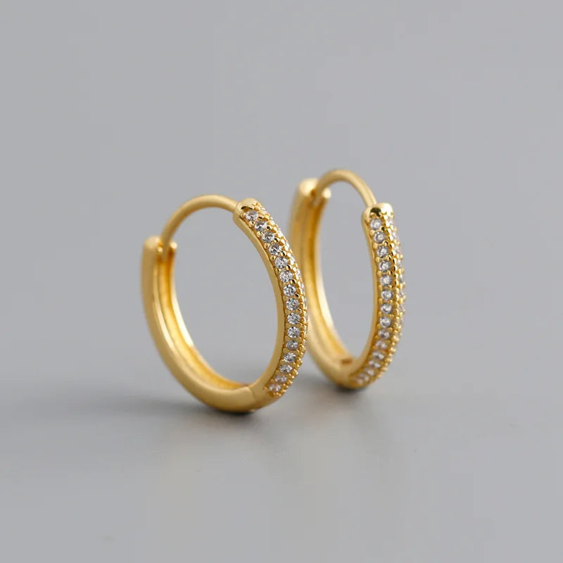 925 Silver Zircon Hoop Earrings Punk Jewelry