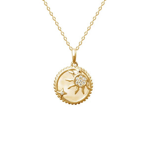 925 Silver Zircon Round Star Pendant Necklace Women Party Jewelry