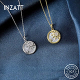 925 Silver Zircon Round Star Pendant Necklace Women Party Jewelry