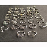 925 Silver Zircon Cross Adjustable Ring for Women Punk Jewelry