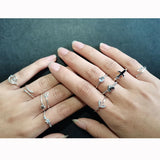 925 Silver Zircon Cross Adjustable Ring for Women Punk Jewelry