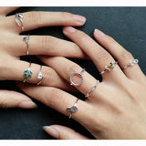 925 Silver Zircon Cross Adjustable Ring for Women Punk Jewelry
