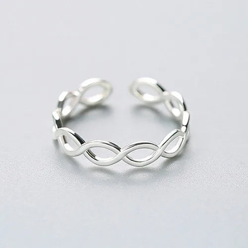 925 Silver Zircon Cross Adjustable Ring for Women Punk Jewelry