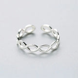 925 Silver Zircon Cross Adjustable Ring for Women Punk Jewelry