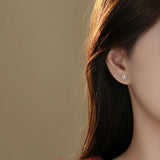925 Sterling Silver Zircon Snowflake Stud Earrings for Women