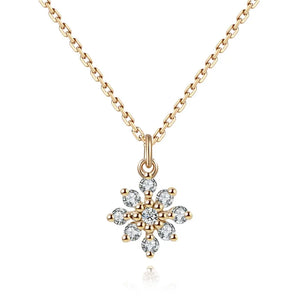 925 Silver Zircon Snowflakes Choker 14K Necklace Women Jewelry