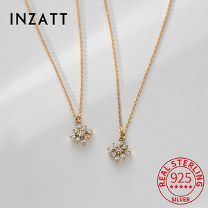 925 Silver Zircon Snowflakes Choker 14K Necklace Women Jewelry