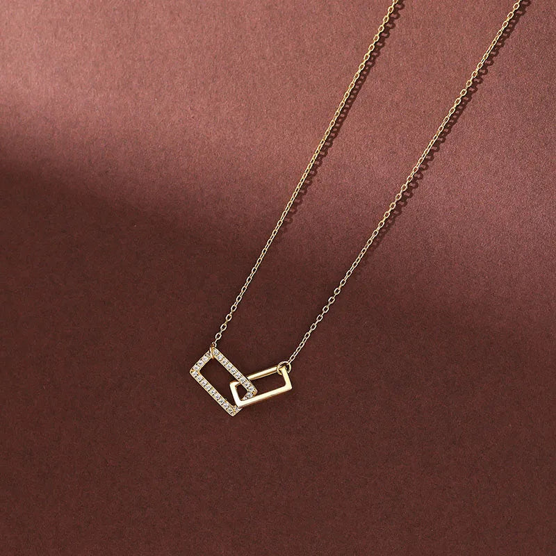 925 Sterling Silver Square Zircon Choker Necklace for Women