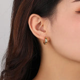 Sterling Silver Zircon Star Hoop Earrings 18K Plate for Women