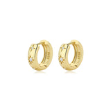 Sterling Silver Zircon Star Hoop Earrings 18K Plate for Women