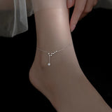 925 Sterling Silver Zircon Star Anklet For Women Fine Jewelry