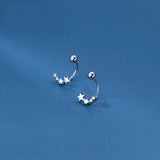 925 Silver Zircon Star Stud Earrings Women Jewelry Minimalist Accessories