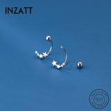 925 Silver Zircon Star Stud Earrings Women Jewelry Minimalist Accessories
