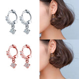 925 Silver Zircon Charm Hoop Earrings Women Fine Jewelry