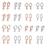 925 Silver Zircon Charm Hoop Earrings Women Fine Jewelry