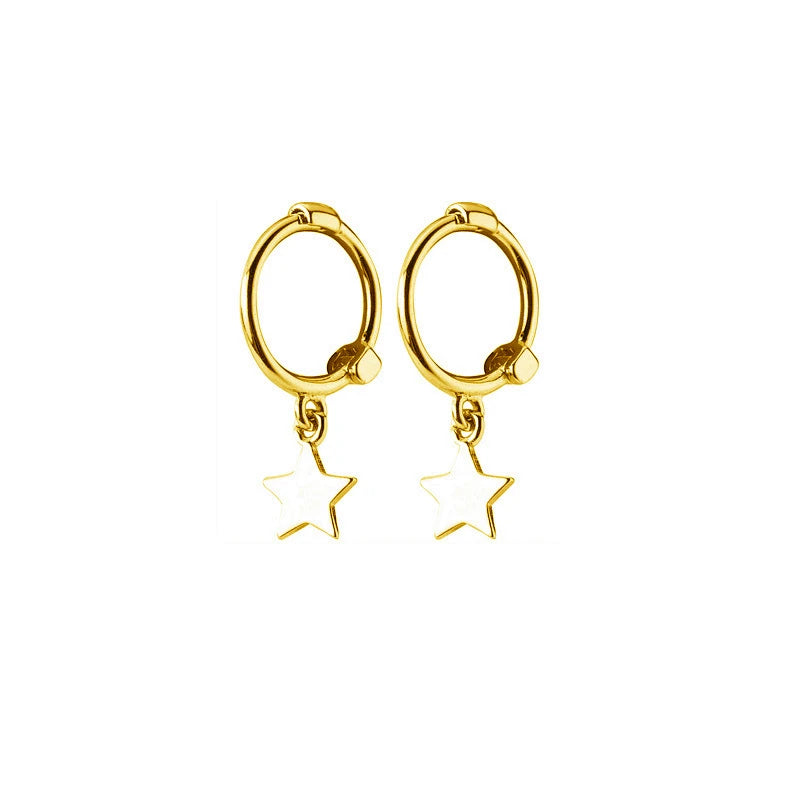 925 Silver Zircon Charm Hoop Earrings Women Fine Jewelry