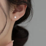 925 Silver Zircon Star Stud Earrings for Women