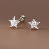 925 Silver Zircon Star Stud Earrings for Women