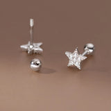 925 Silver Zircon Star Stud Earrings for Women