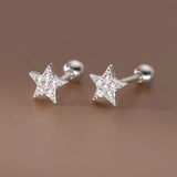 925 Silver Zircon Star Stud Earrings for Women
