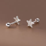 925 Silver Zircon Star Stud Earrings for Women