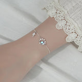 925 Silver Zircon Star Planet Chain Bracelet Minimalist Jewelry