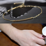 925 Silver Zircon Sticks 14K Charm Bracelet Women Party Jewelry